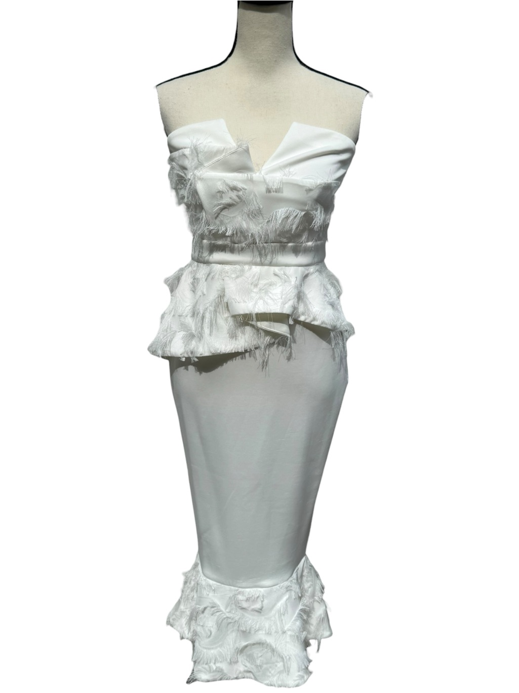 Asos White Strapless Midi Dress With Feather Trim — image 4 of 8